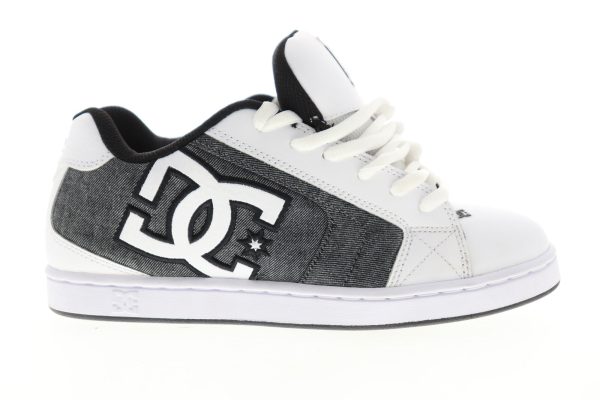 DC Net SE 302297 Mens White Nubuck Leather Low Top Lace Up Skate Sneakers Shoes Cheap