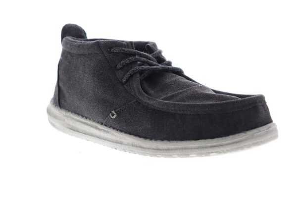 Hey Dude Conrad 111434900 Mens Black Canvas Low Top Lifestyle Sneakers Shoes For Sale - Image 2