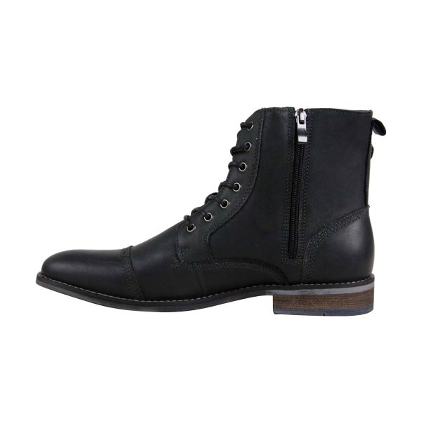 Steve Madden Reflected Mens Black Leather Lace Up Casual Dress Boots For Sale - Image 2