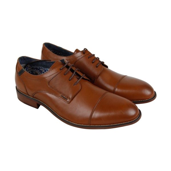 Steve Madden P-Eratic Mens Tan Brown Leather Lace Up Cap Toe Oxfords Shoes Online now