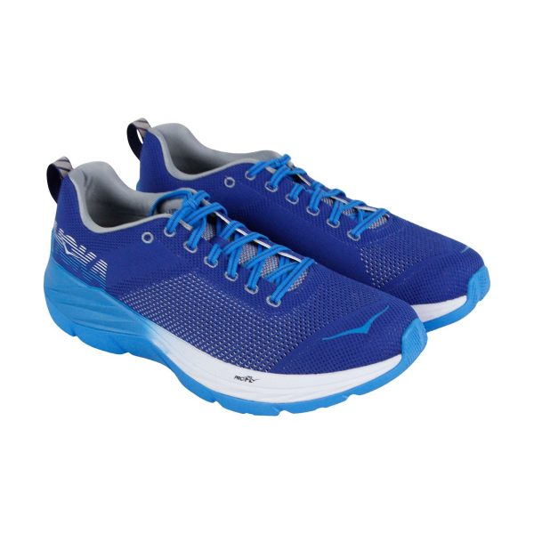 Hoka One One Mach 1019279 Mens Blue Canvas Lace Up Athletic Running Shoes Cheap