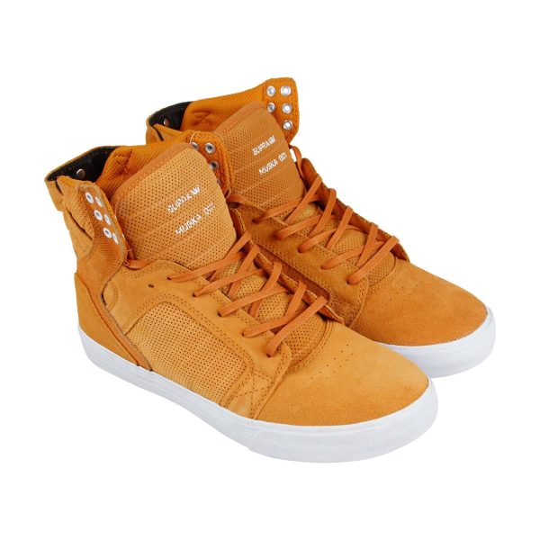 Supra Skytop 08003-298-M Mens Orange Suede Surf High Top Skate Sneakers Shoes Cheap