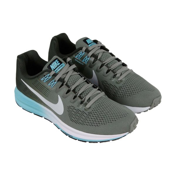 Nike Air Zoom Structure 21 Womens Green Canvas Low Top Athletic Running Shoes Online Hot Sale