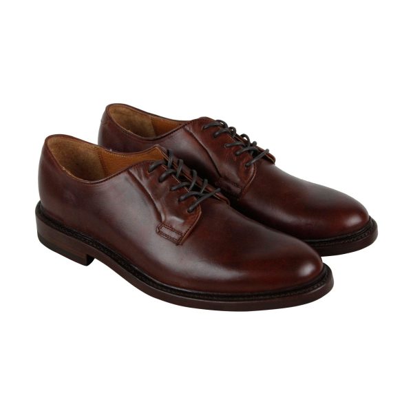 Frye Jones Oxford 84601 Mens Brown Leather Low Top Plain Toe Oxfords Shoes For Sale