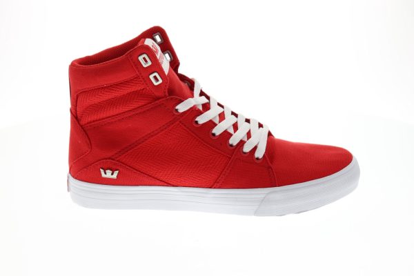 Supra Aluminum 05662-622-M Mens Red Canvas Surf High Top Skate Sneakers Shoes Supply