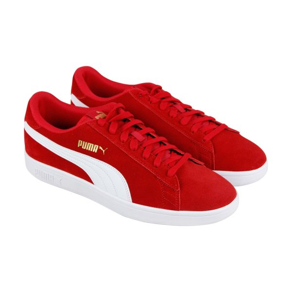 Puma Smash V2 36498922 Mens Red Suede Lace Up Lifestyle Sneakers Shoes For Sale