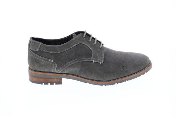 Ben Sherman Rugged Leather BNM00065 Mens Gray Suede Plain Toe Oxfords Shoes Online Sale