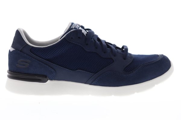 Skechers City Jogger 51963 Mens Blue Suede Mesh Low Top Lifestyle Sneakers Shoes For Discount