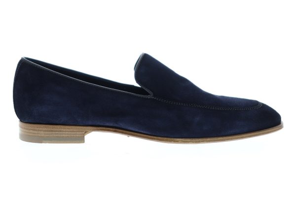 Bruno Magli Ivan BM600694 Mens Blue Suede Slip On Casual Loafers Shoes For Cheap
