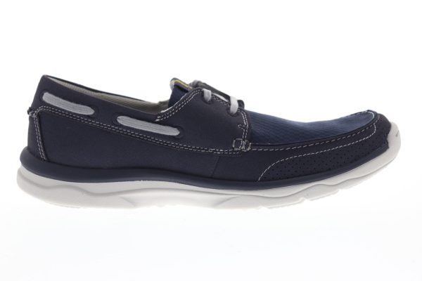 Clarks Marus Edge 26125156 Mens Blue Mesh Deck Lace Up Boat Shoes Loafers Hot on Sale