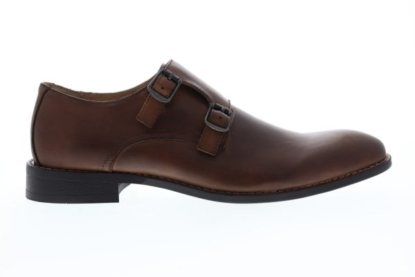 Robert Wayne Luther Mens Brown Leather Adjustable Strap Monk Strap Oxfords Shoes For Sale
