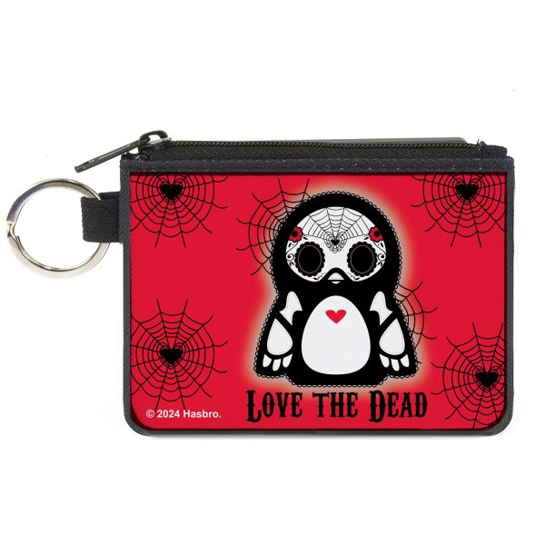 Canvas Zipper Wallet - MINI X-SMALL - Skelanimals Pen the Penguin LOVE THE DEAD Pose Red Black White Discount