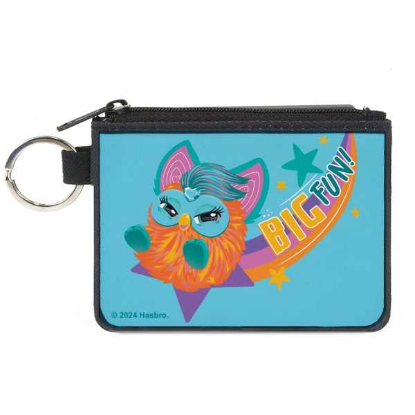 Canvas Zipper Wallet - MINI X-SMALL - Furby Orange Furby BIG FUN Sliding Pose Blue Cheap