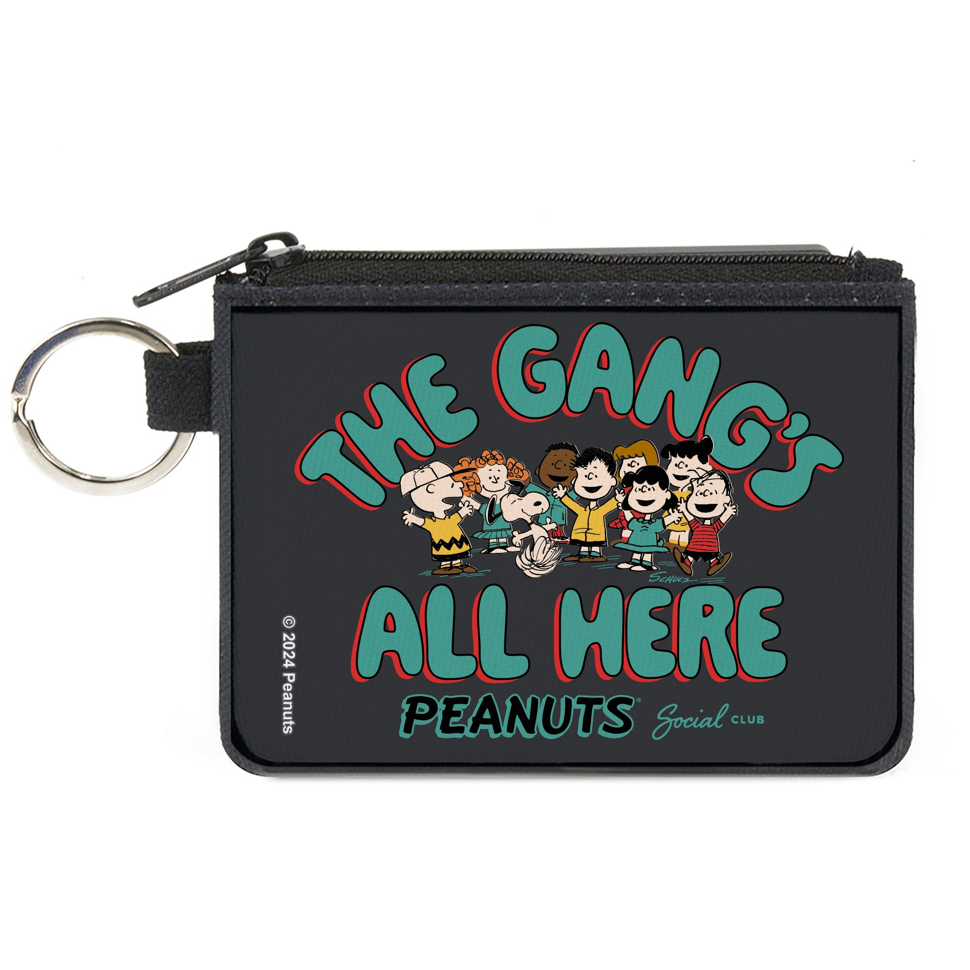 Canvas Zipper Wallet – MINI X-SMALL – Peanuts Gang THE GANG S ALL HERE Group Pose Black Blue Fashion