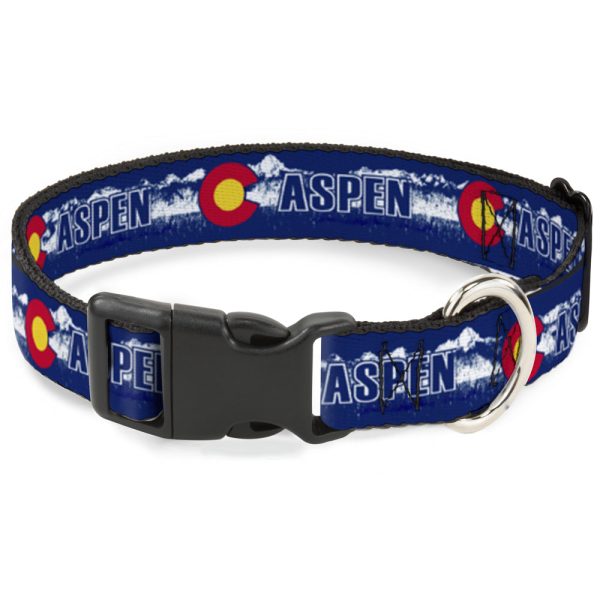 Plastic Clip Collar - Colorado ASPEN Flag Snowy Mountains Weathered2 Blue White Red Yellows Online Hot Sale