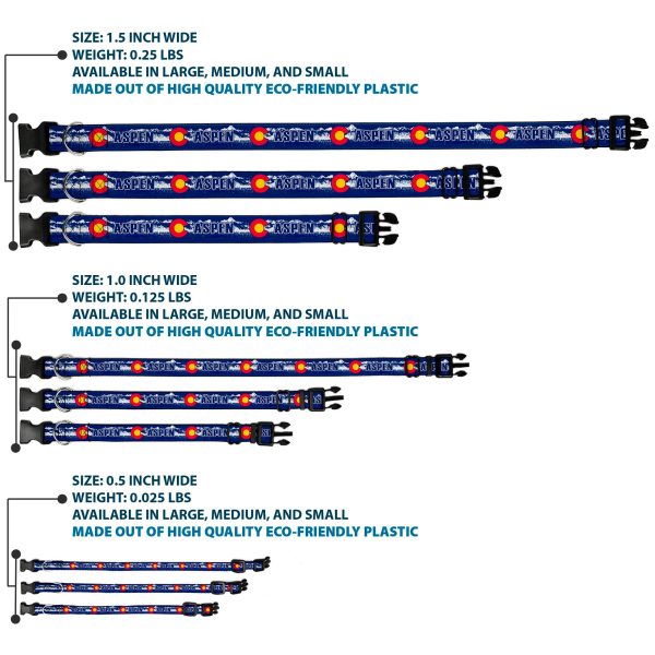 Plastic Clip Collar - Colorado ASPEN Flag Snowy Mountains Weathered2 Blue White Red Yellows Online Hot Sale - Image 3