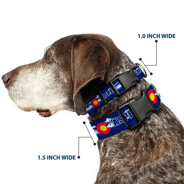 Plastic Clip Collar - Colorado ASPEN Flag Snowy Mountains Weathered2 Blue White Red Yellows Online Hot Sale - Image 2