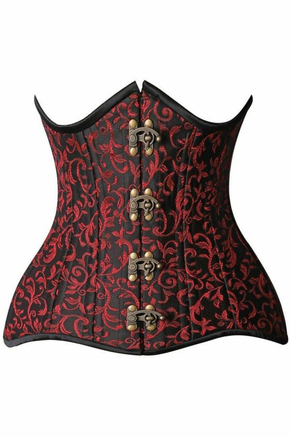Top Drawer CURVY Brocade Double Steel Boned Under Bust Corset on Sale